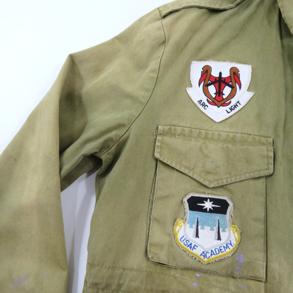 M-52 USAF Green Military Jacket w/Patches SR-71 Sz S-M? Distressed Look Vintage - Picture 8 of 11